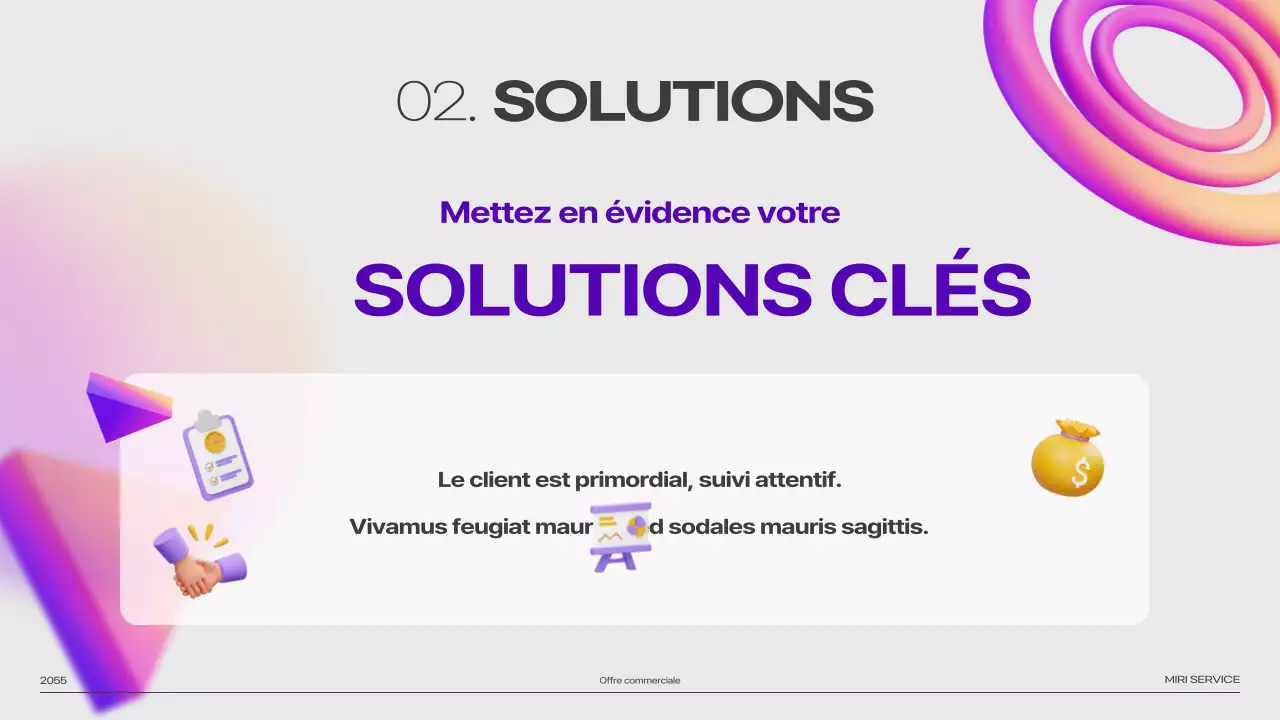Jeu de pitchs d'images dégradées de formes 3D violettes