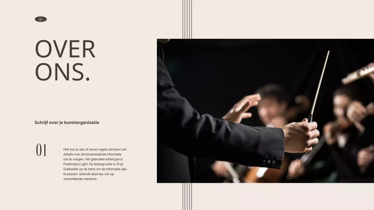 Portfolio van podiumkunstorganisaties in bruin en gedempte tinten
