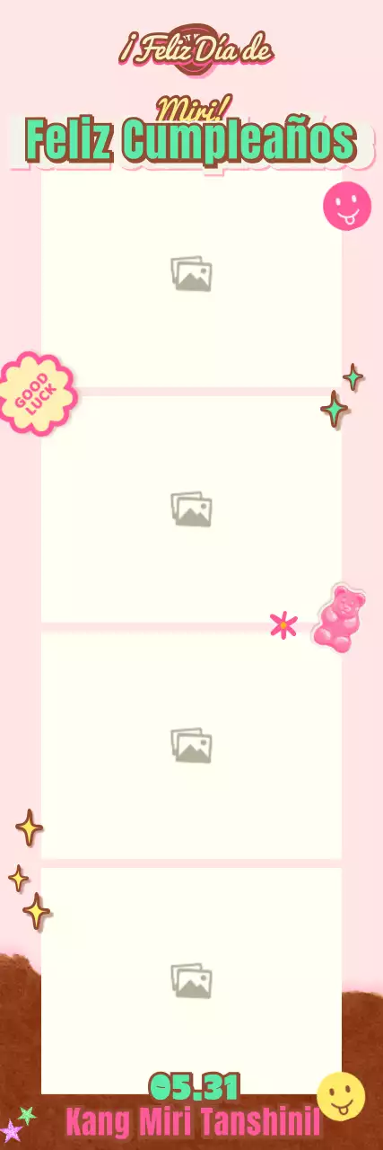 Diseño de foto de feliz cumpleaños en rosa y menta con un concepto de daguerrotipo