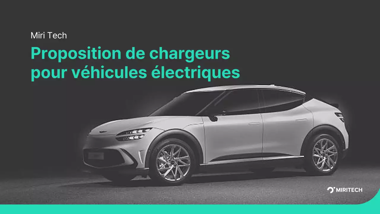 Proposition pour la livraison de chargeurs de véhicules électriques en turquoise et gris Proposition pour la fourniture de pièces pour une transaction B2B Miritech