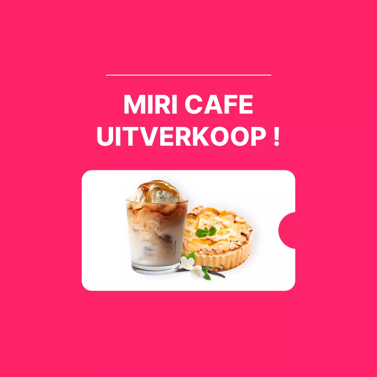 Ronde café bezorgsticker met donkerroze achtergrond