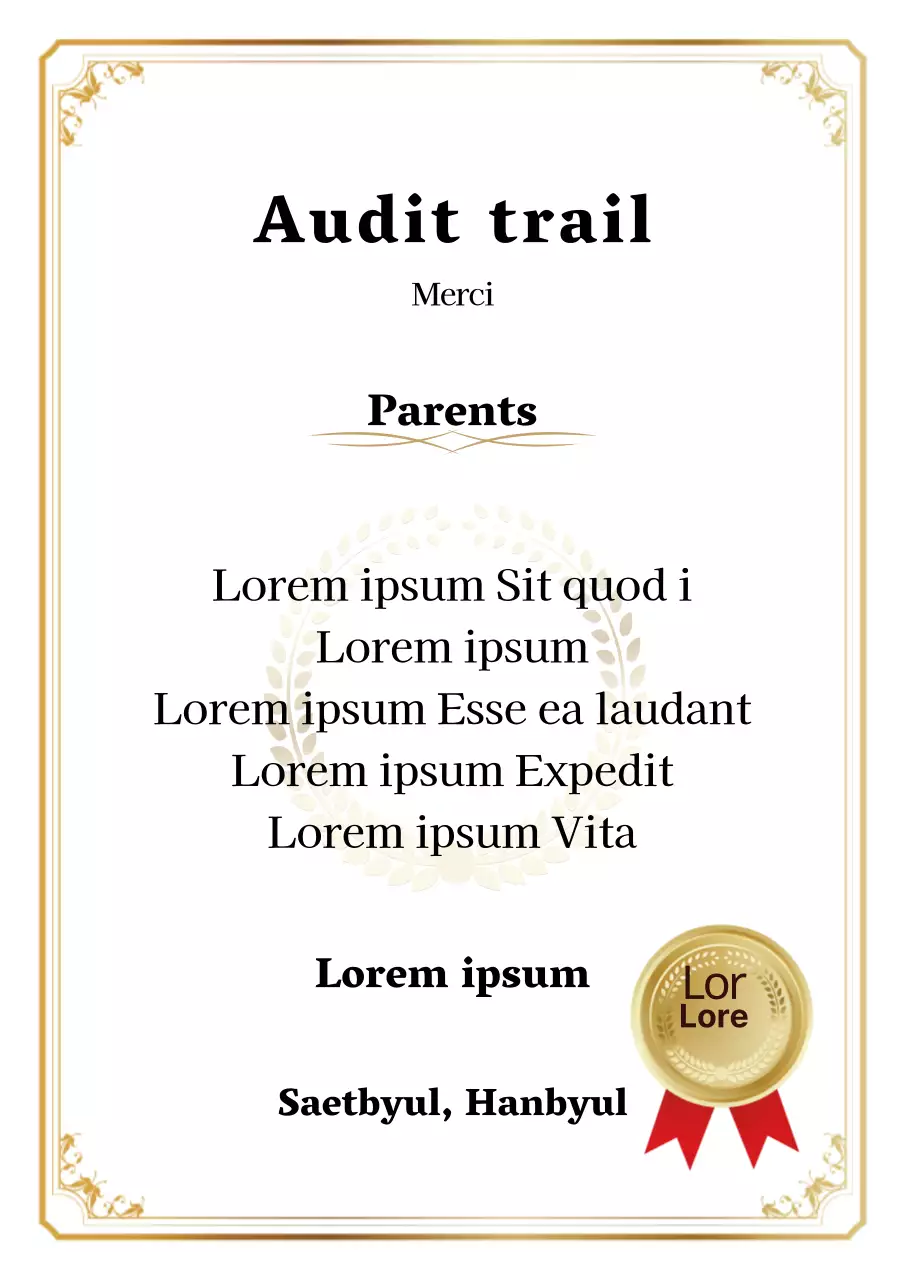 Lettre de remerciement aux parents poster design en blanc et or