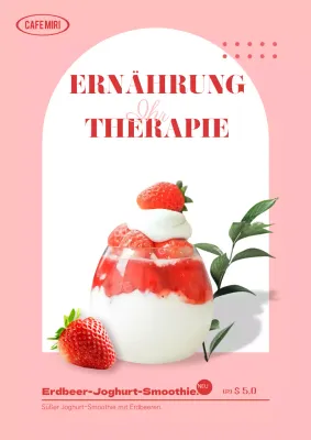 Erdbeer-Joghurt-Webposter mit rosa, weicher Note