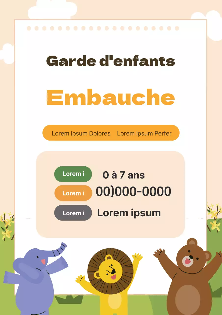 Illustration jaune, jardin d'enfants mignon, promotion du recrutement
