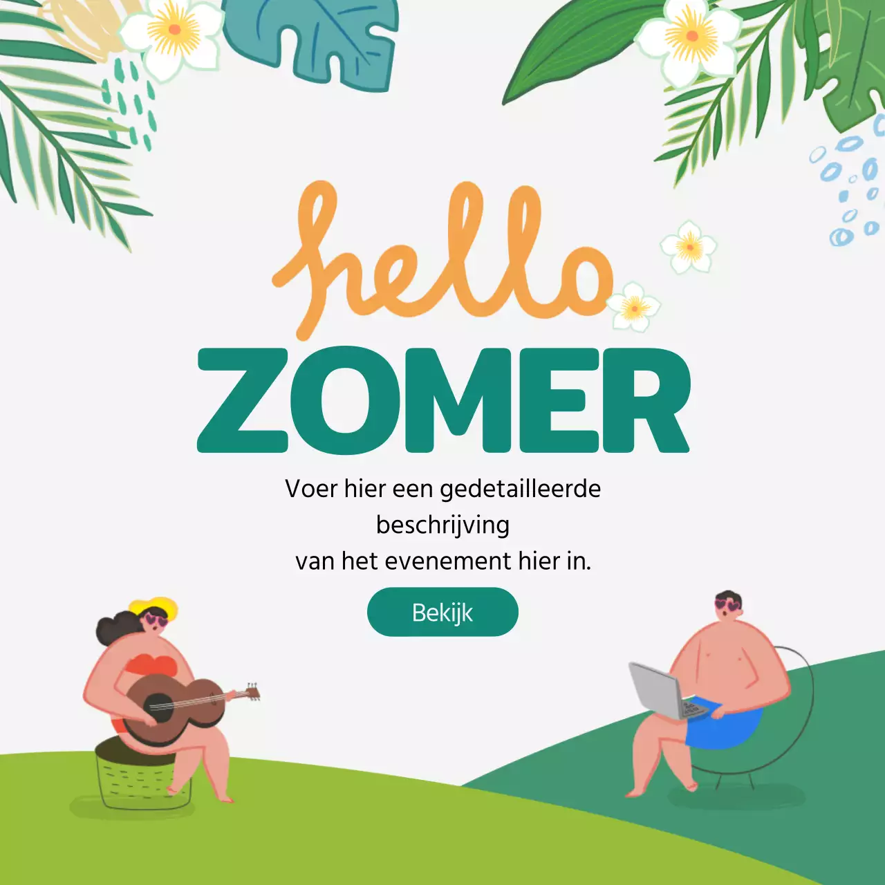 groen schattige illustratie instagram hashtag commentaar zomerevenement