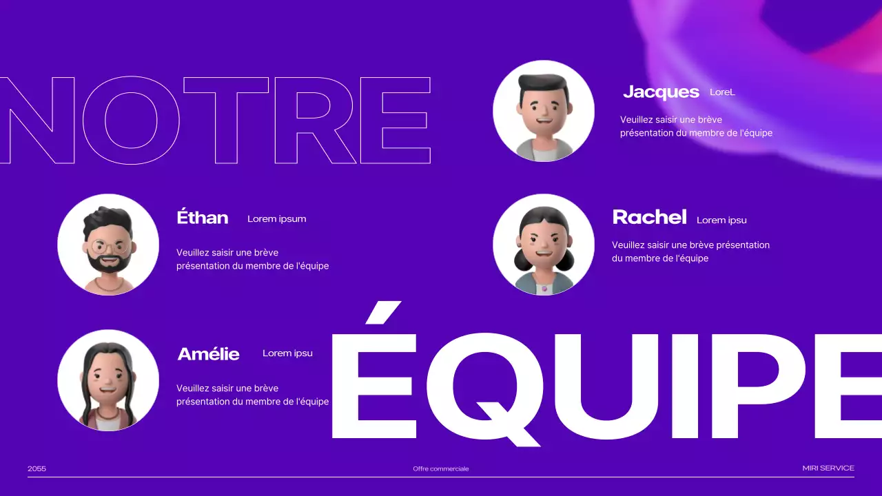 Jeu de pitchs d'images dégradées de formes 3D violettes