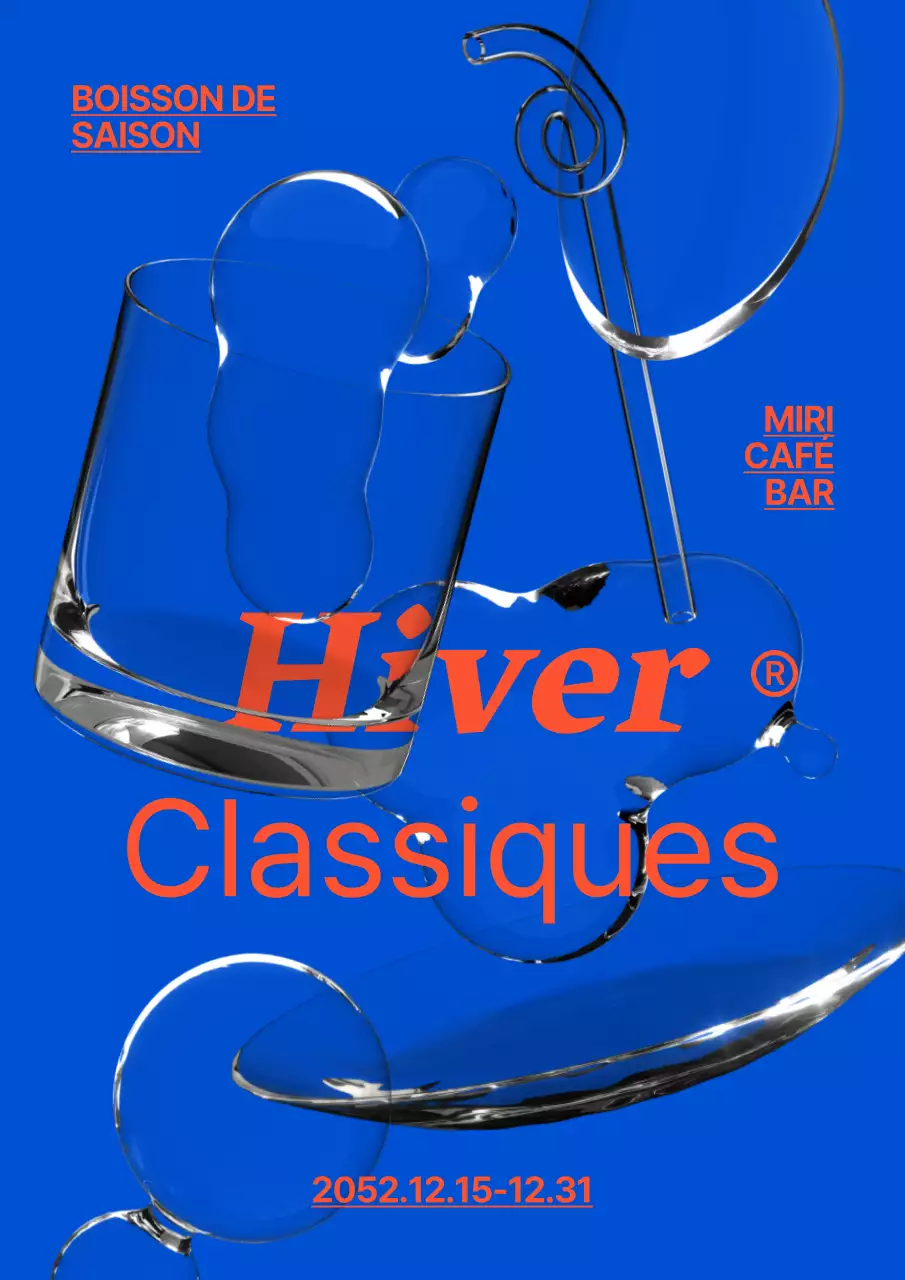 Menu de café-bar en bleu et rouge