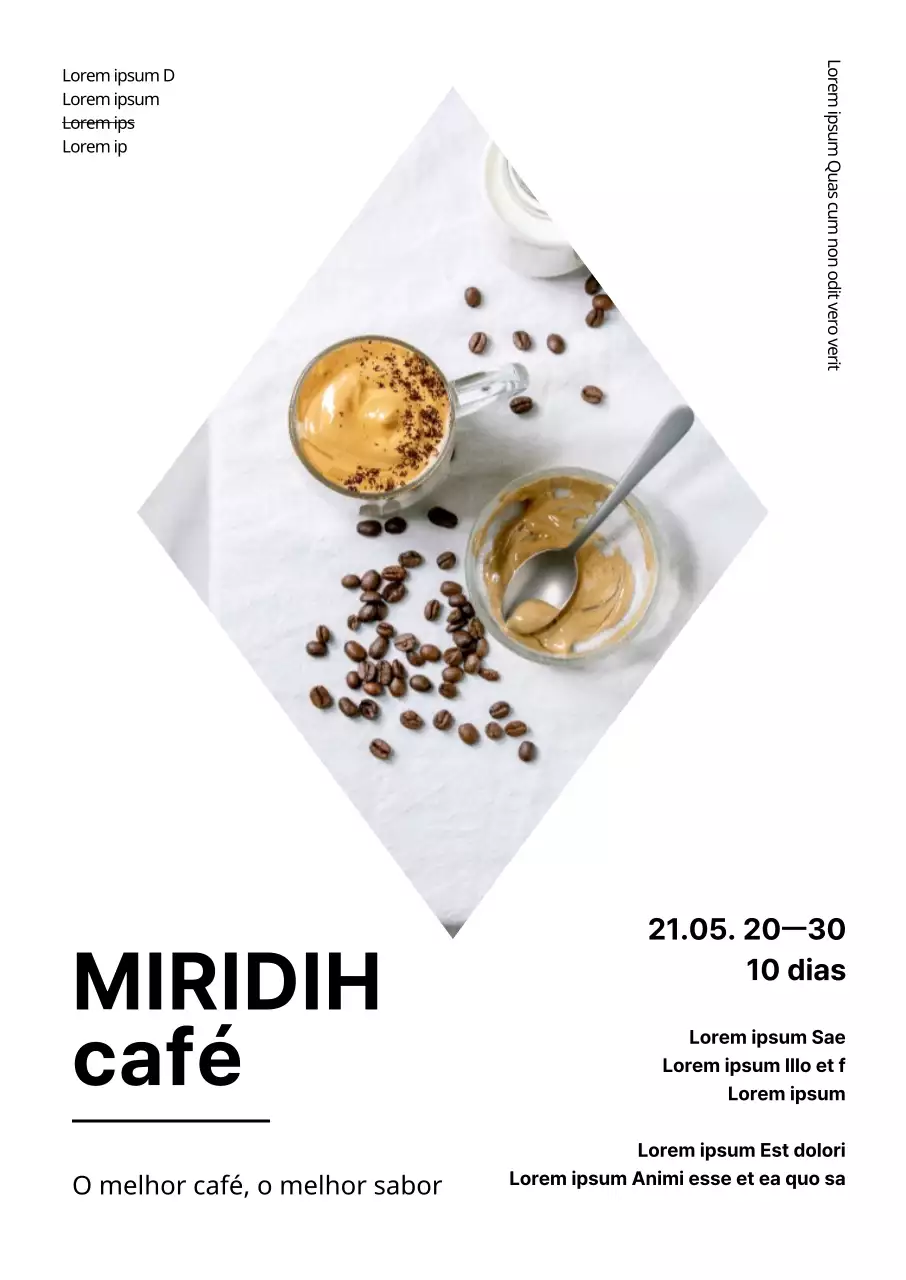 Cartaz simples de menu de café com fundo branco