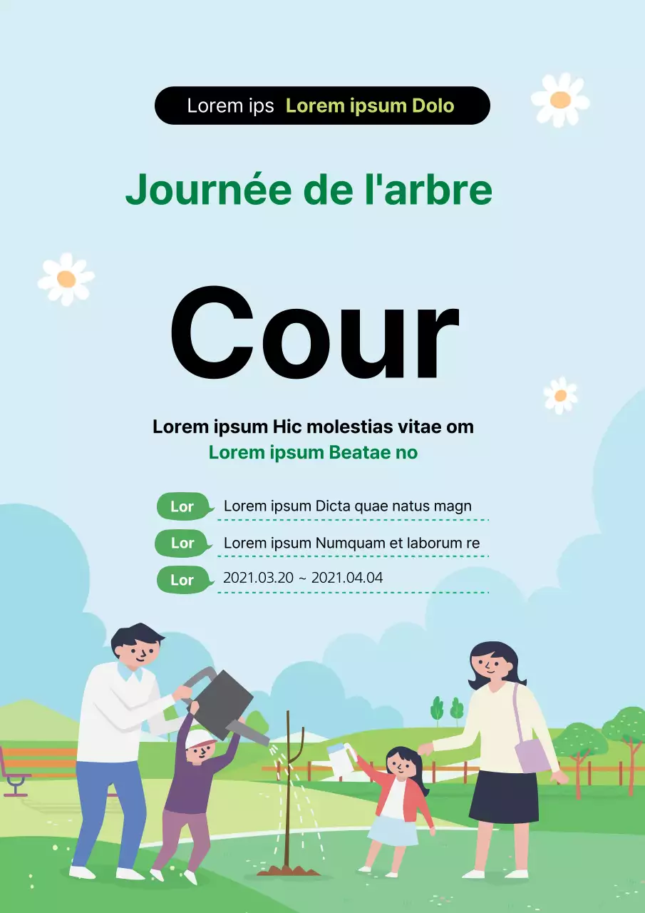 Illustration verte Promotion mignonne de la Journée de l'arbre