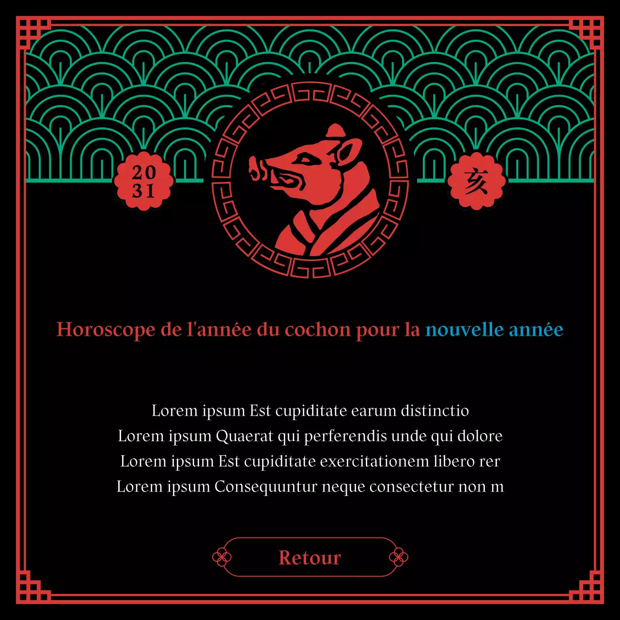 Concept chamanique noir et pentagonal de l'horoscope zodiacal du Nouvel An