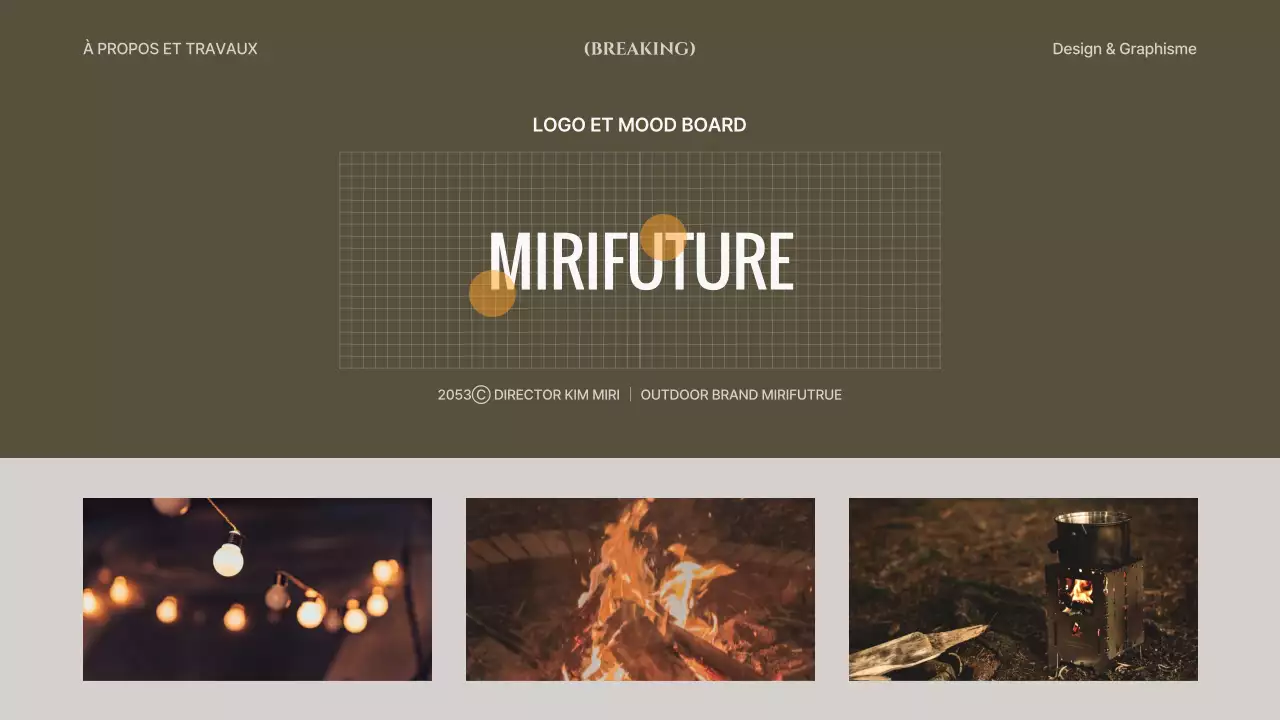 Lignes et formes grises et kaki concept design portfolio