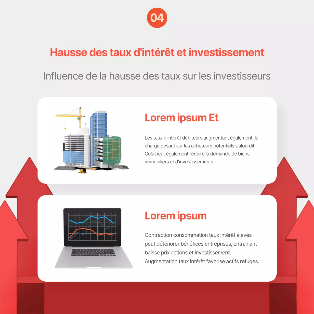 Informations sur les hausses de taux dans des tons violets et rouges