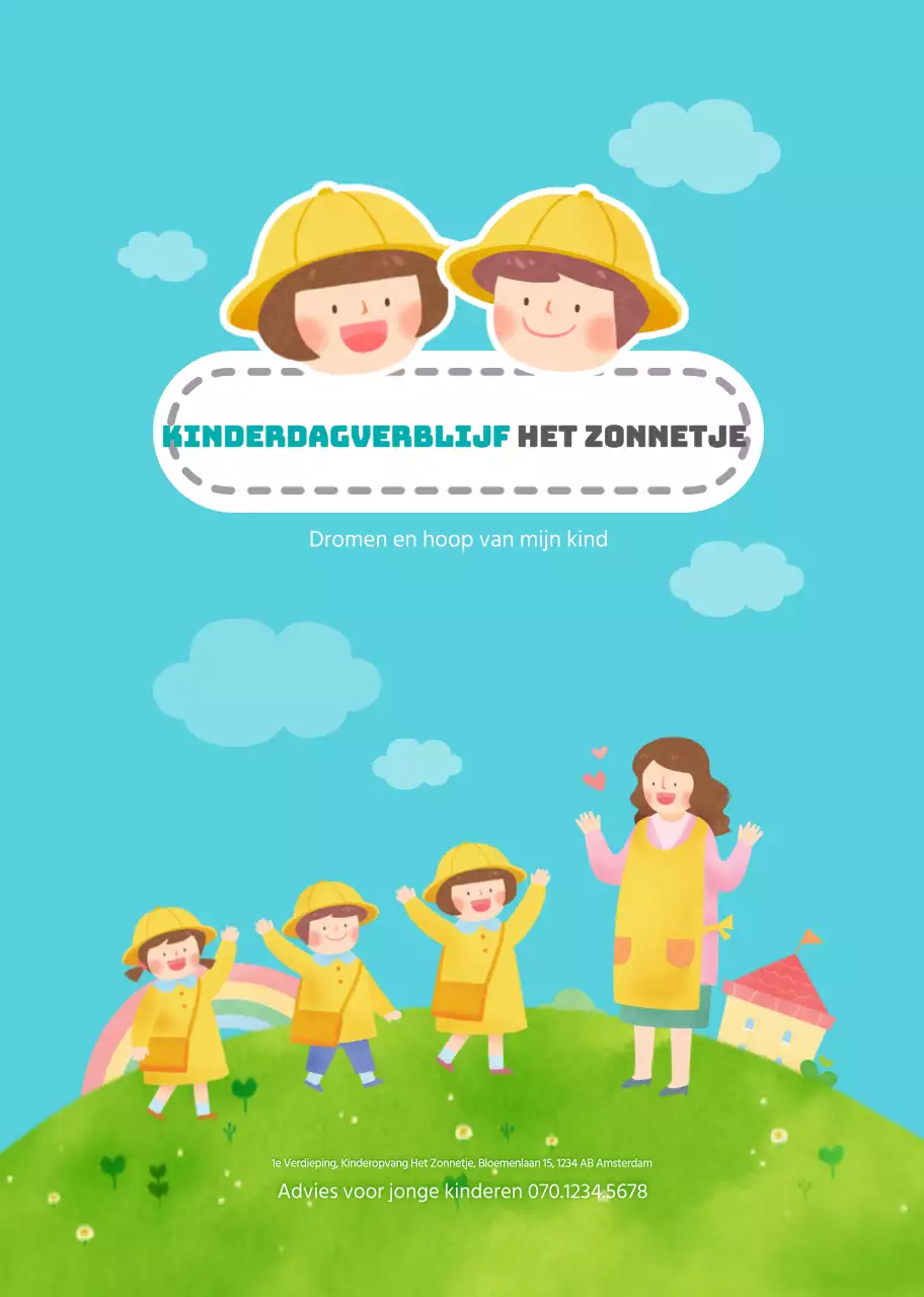 Schattig mintgroen en veelkleurig kleuterboekje met lenteband