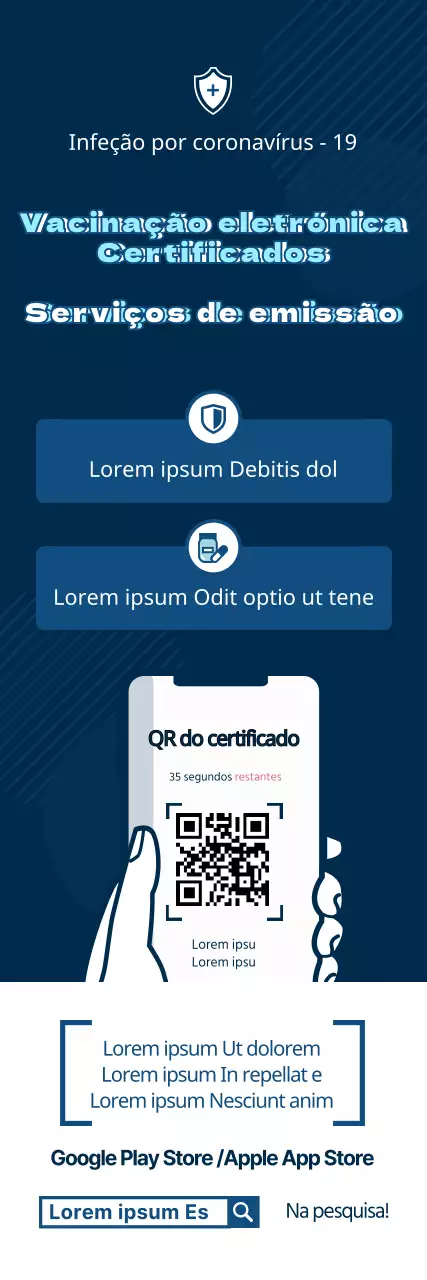 Guia para certificados de vacinação electrónicos simples em azul marinho e azul claro