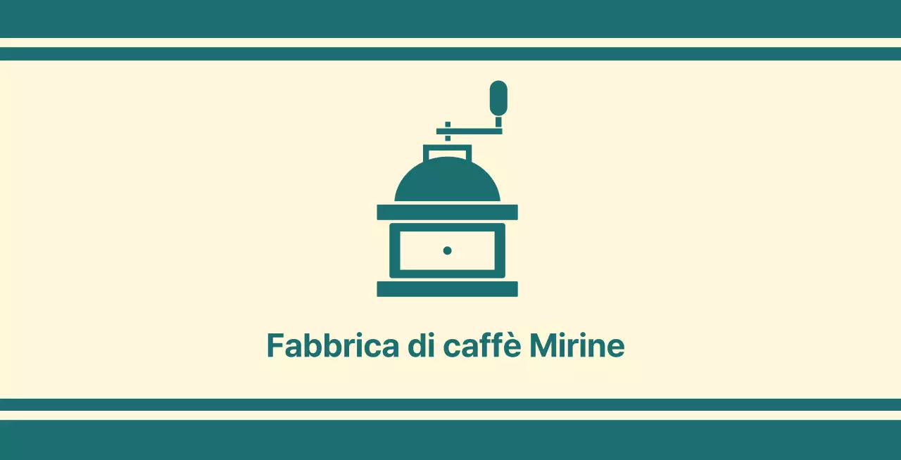 Balsa da caffè con linea turchese raffigurante un macinino da caffè