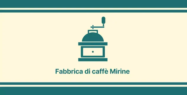 Balsa da caffè con linea turchese raffigurante un macinino da caffè