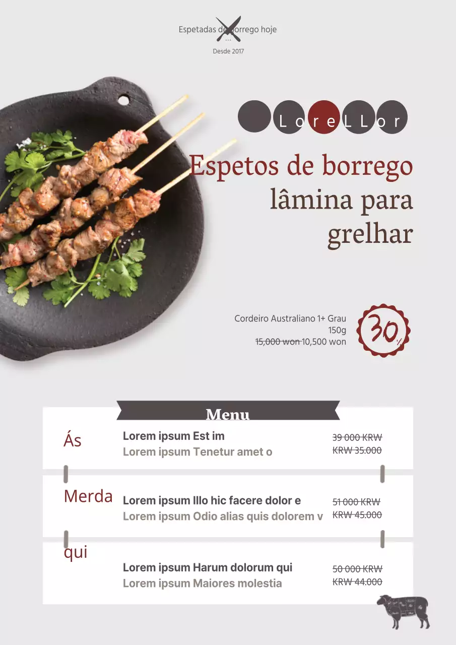 Promover o menu fixo num restaurante de frango yakitori