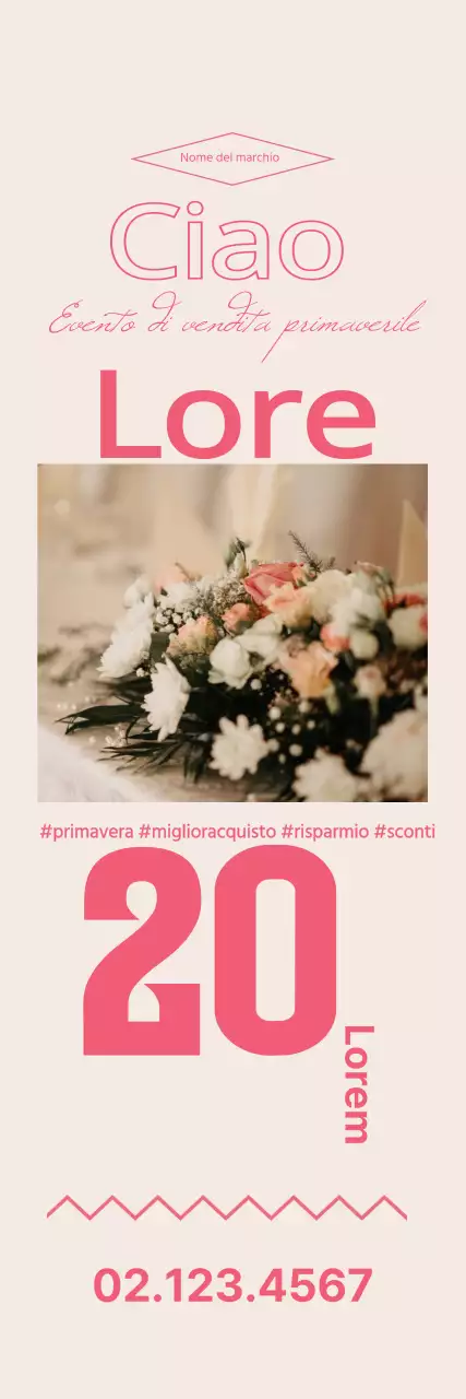 La scritta fotografica rosa mette in risalto una vendita vintage di primavera