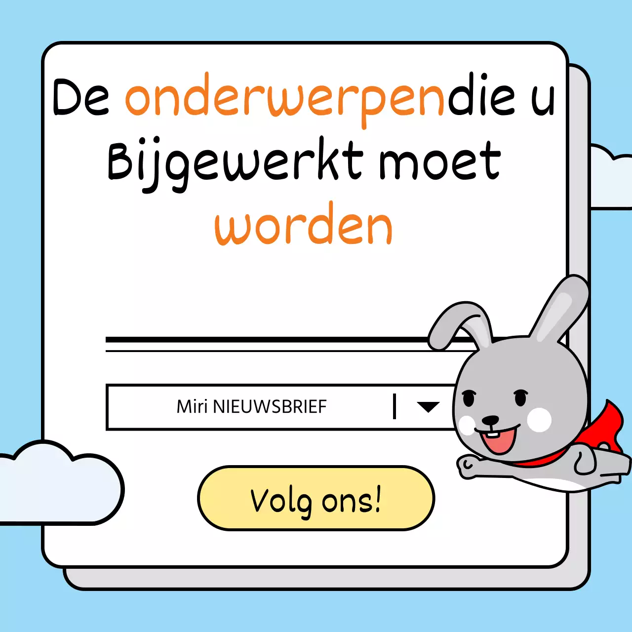 Introductie van de beleidswijzigingen van dit jaar met een schattig konijntje in een lichtblauw en groen kleurenschema