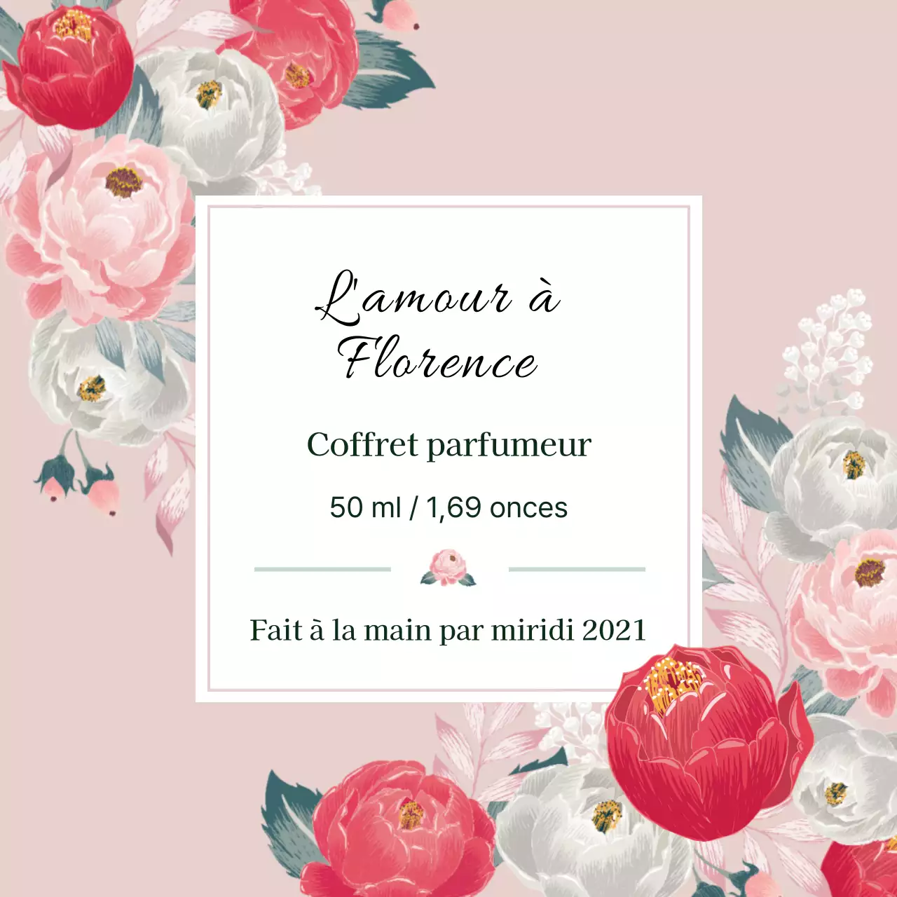 Étiquette de parfum vintage avec illustration rose