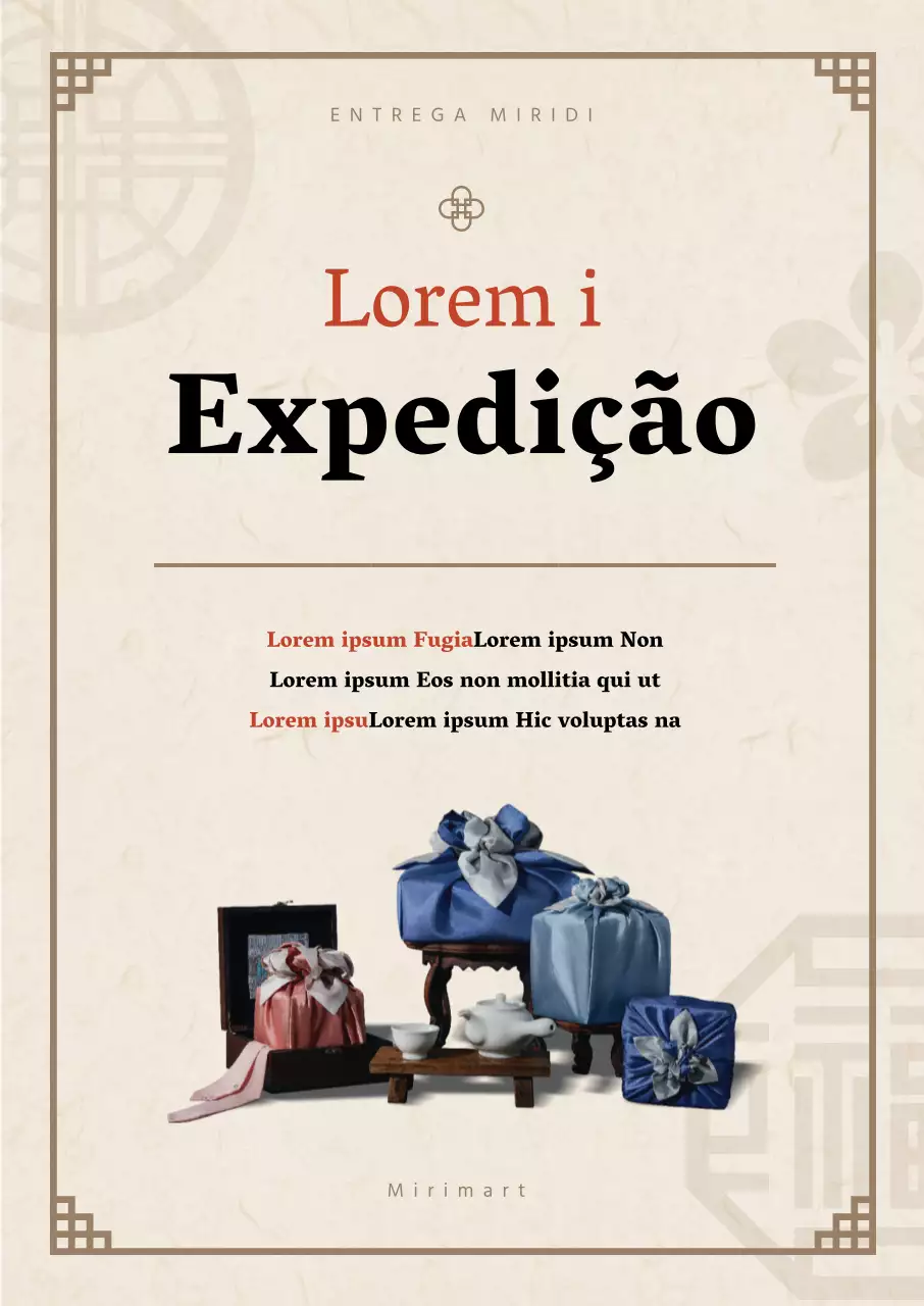 Cartaz de entrega do Chuseok em tom marfim com imagem de conjunto de oferta
