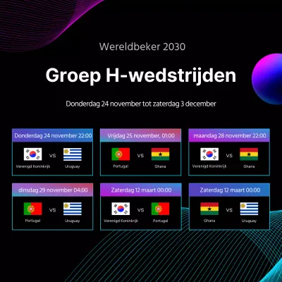 Wedstrijdschema met lijnafbeelding op zwarte achtergrond