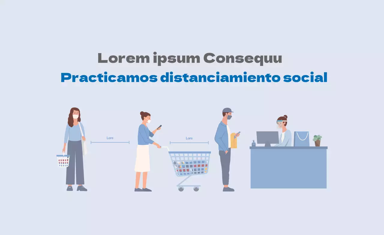 Ilustración azul prevención de corona limpia