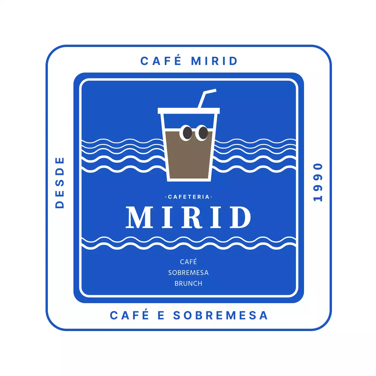Café azul bonito ilustração café logotipo base de copos para café