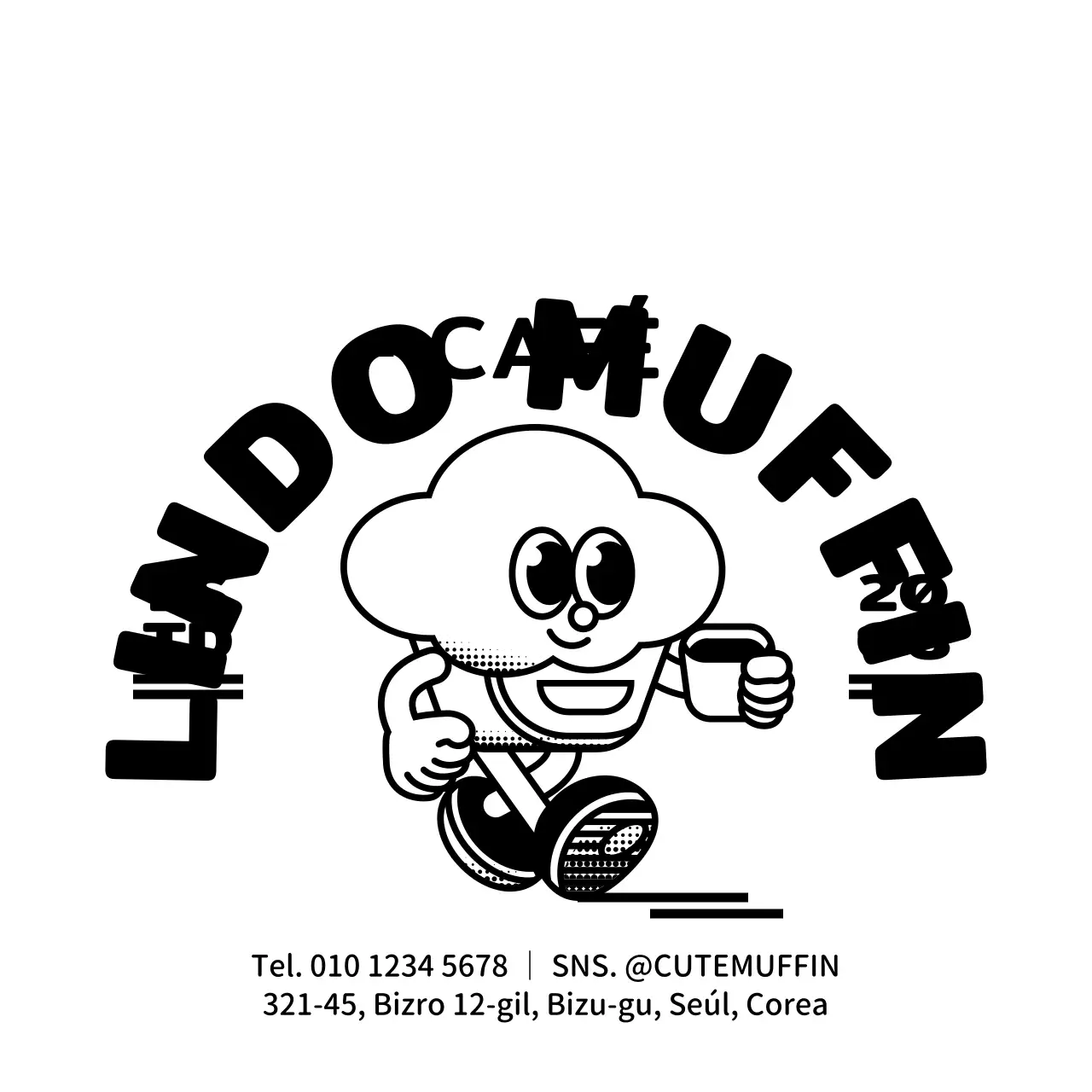 Lindo cupcake carácter ilustración logotipo estilo para la promoción de café y la información.