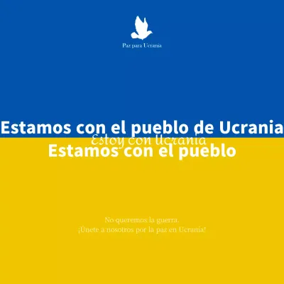 Mensajes de guerra y paz en azul y amarillo