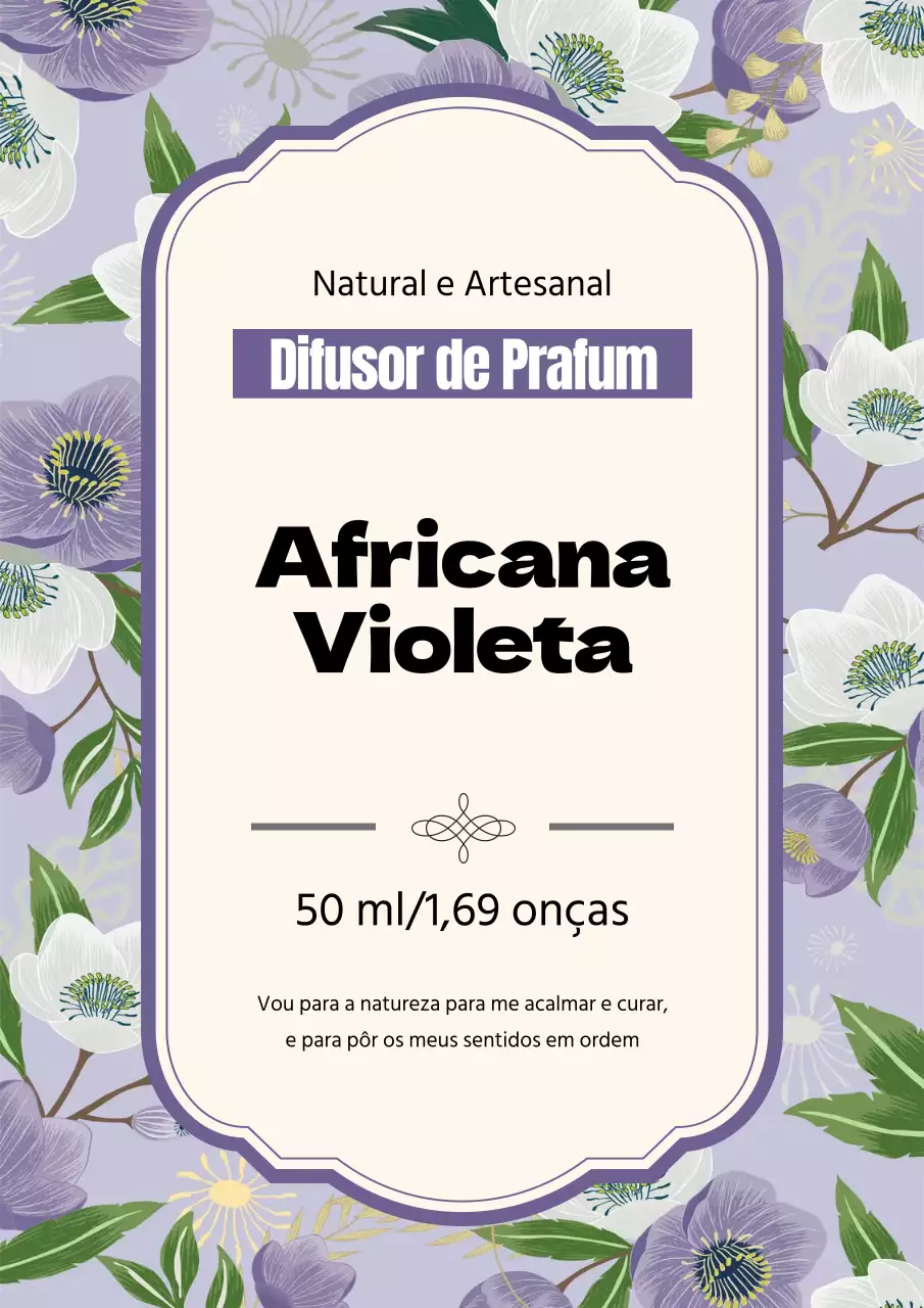 Cartaz de design de rótulo de perfume vintage em roxo