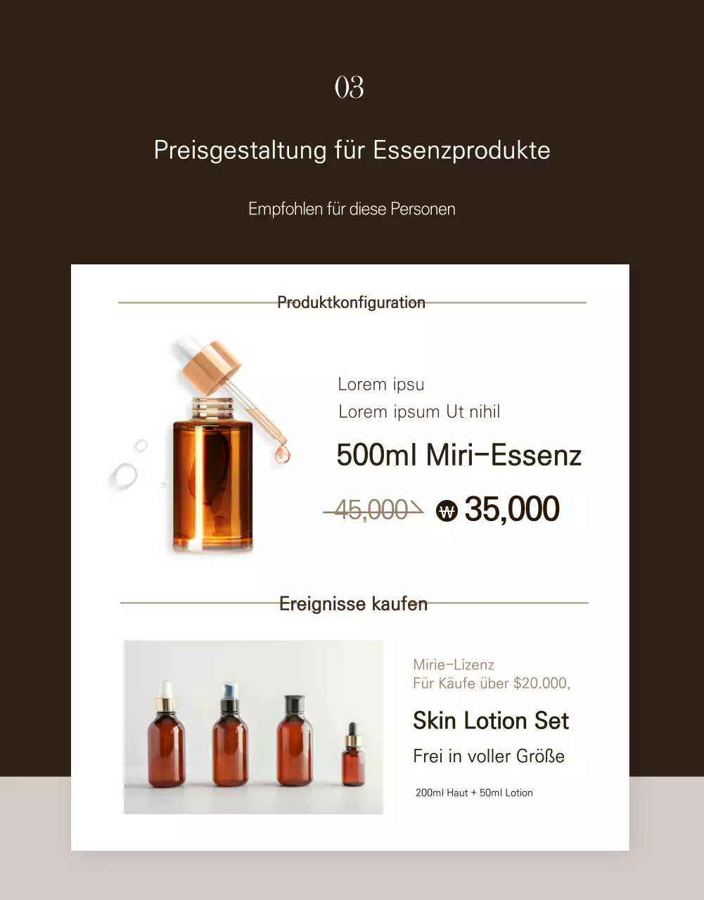 Förderung des Konzepts der dunkelbraunen Luxuskosmetik