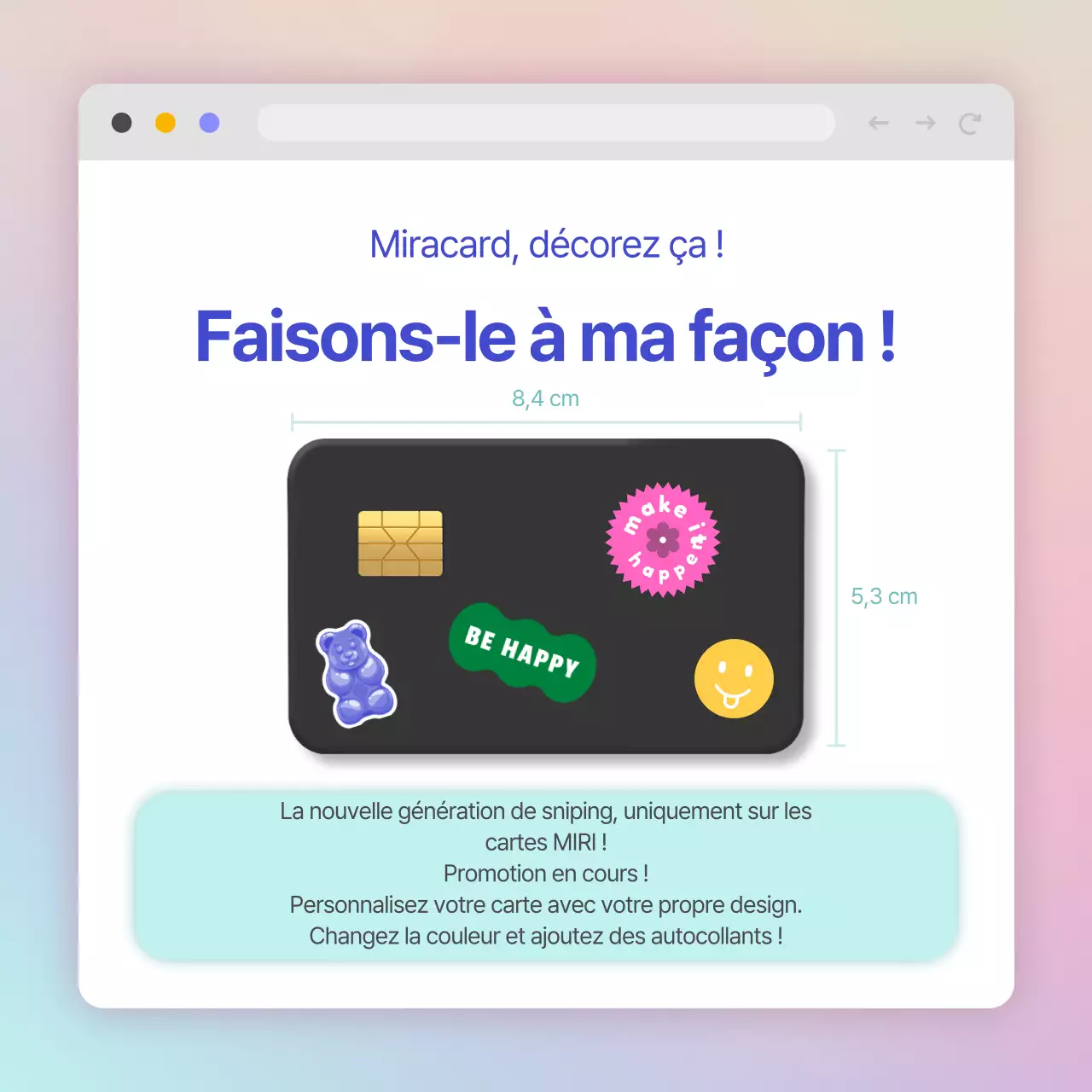 Offres de cartes de crédit dans un concept d'écran web avec des dégradés de violet et de menthe