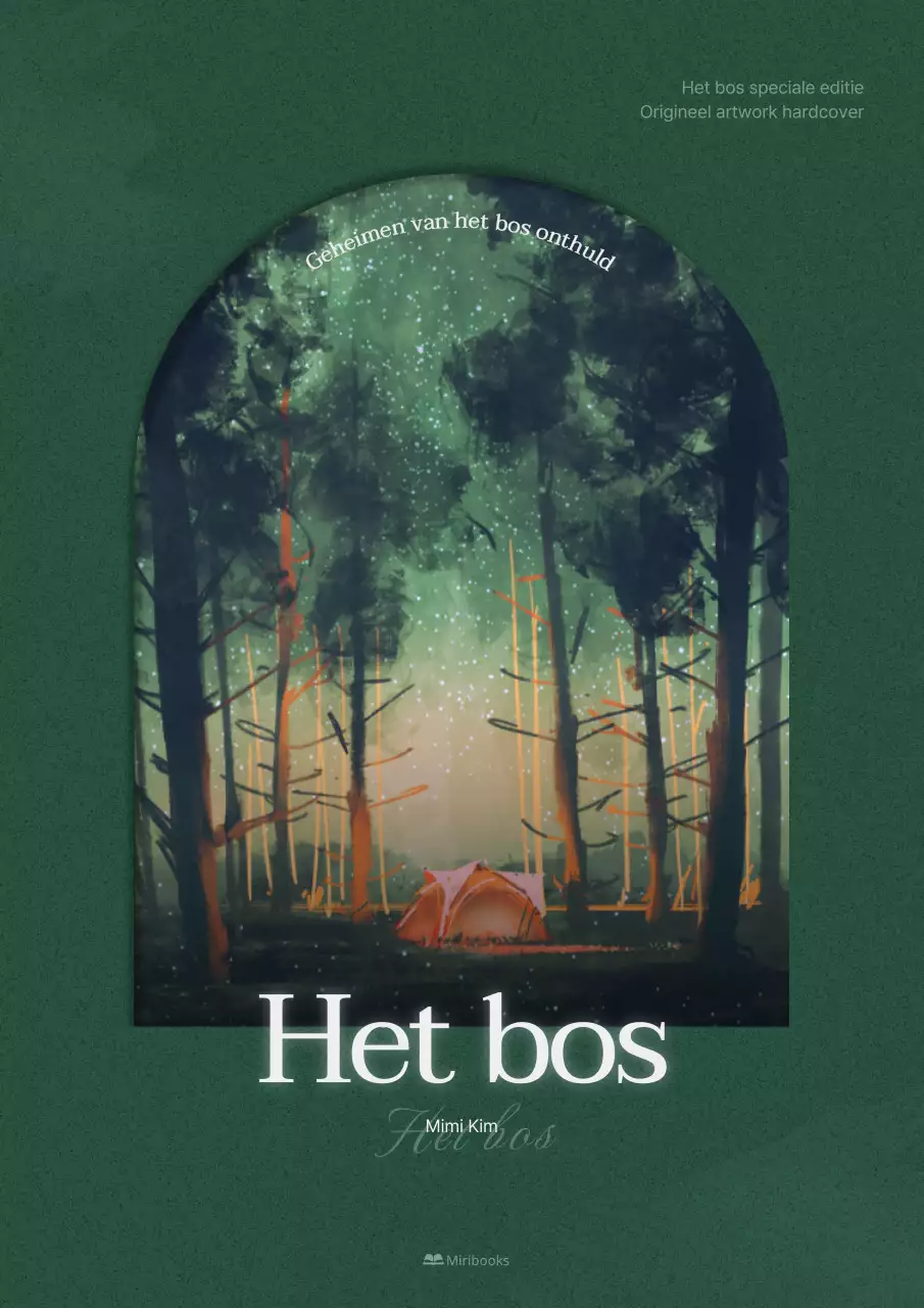 Een donkergroene, dromerige cover voor conceptromans