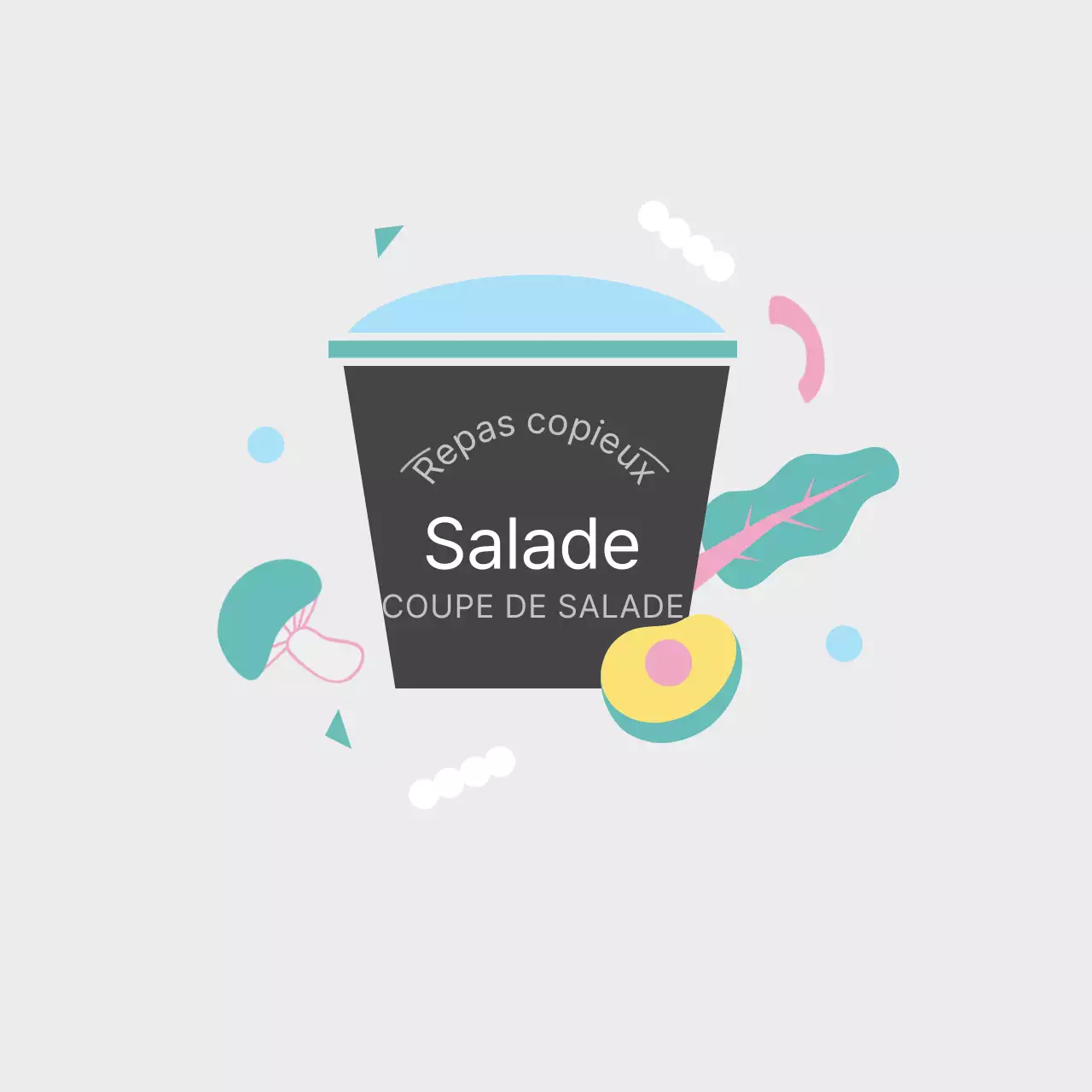 Light Grey Cute Simple Cup Salad Lunch Box Stickers