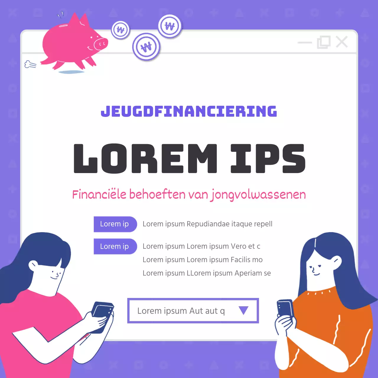 Paars getinte financiële talkshow-inhoud