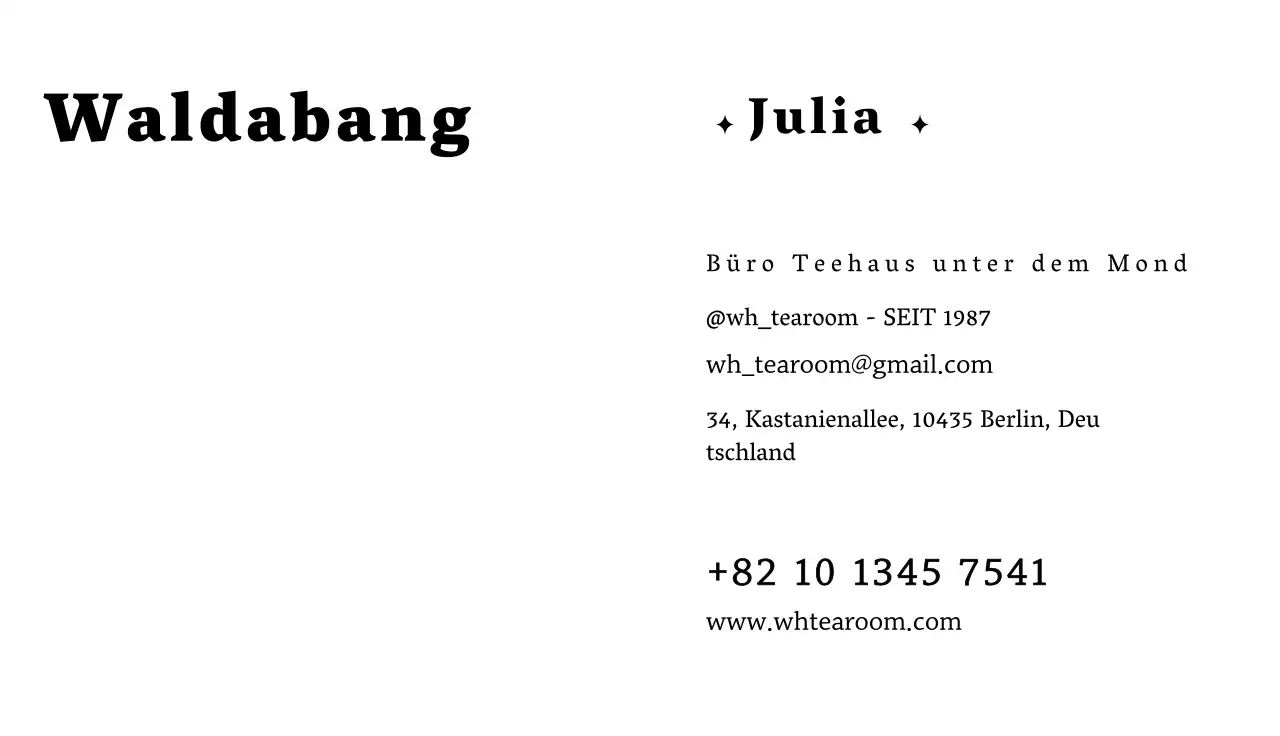 Visitenkarte mit dem Logo eines koreanischen Teehauses