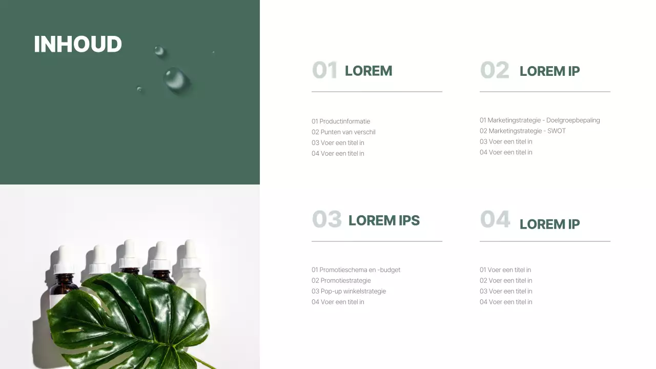 Presentatie van een groen getint, naturalistisch veganistisch cosmeticaproductpraatje