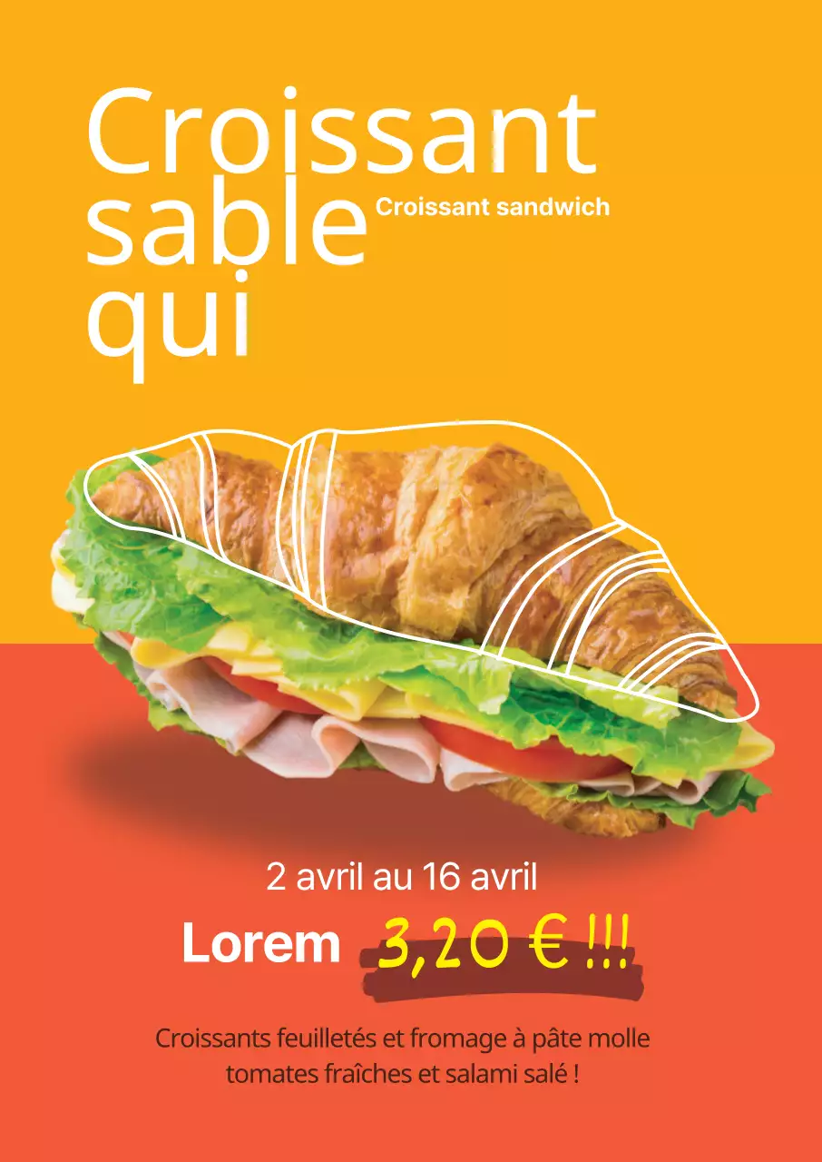 Photo jaune-orange mise en évidence Restaurant soigné sandwich événement à prix réduit