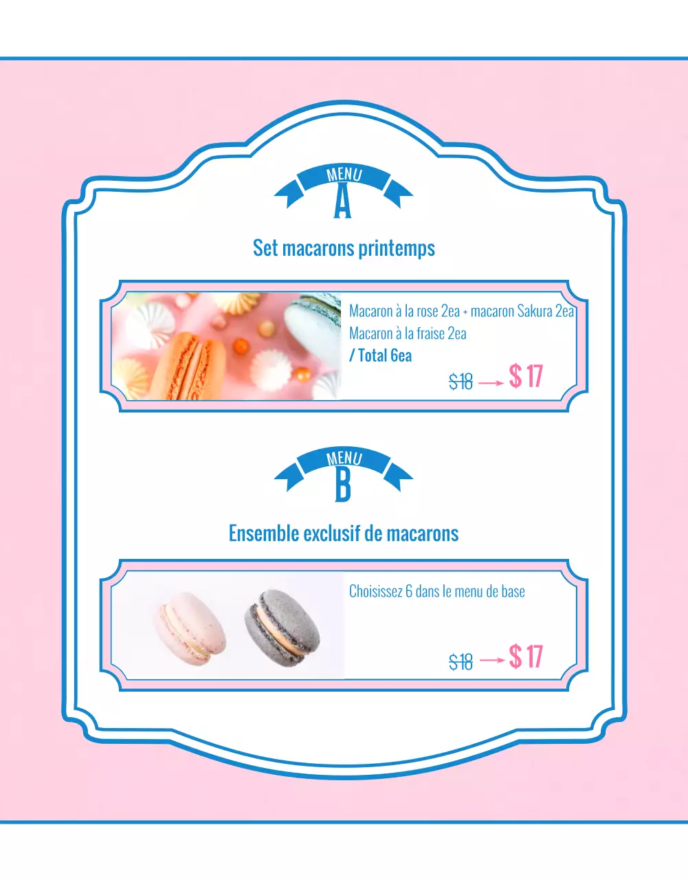 Vendre des macarons avec des décorations roses et vintage