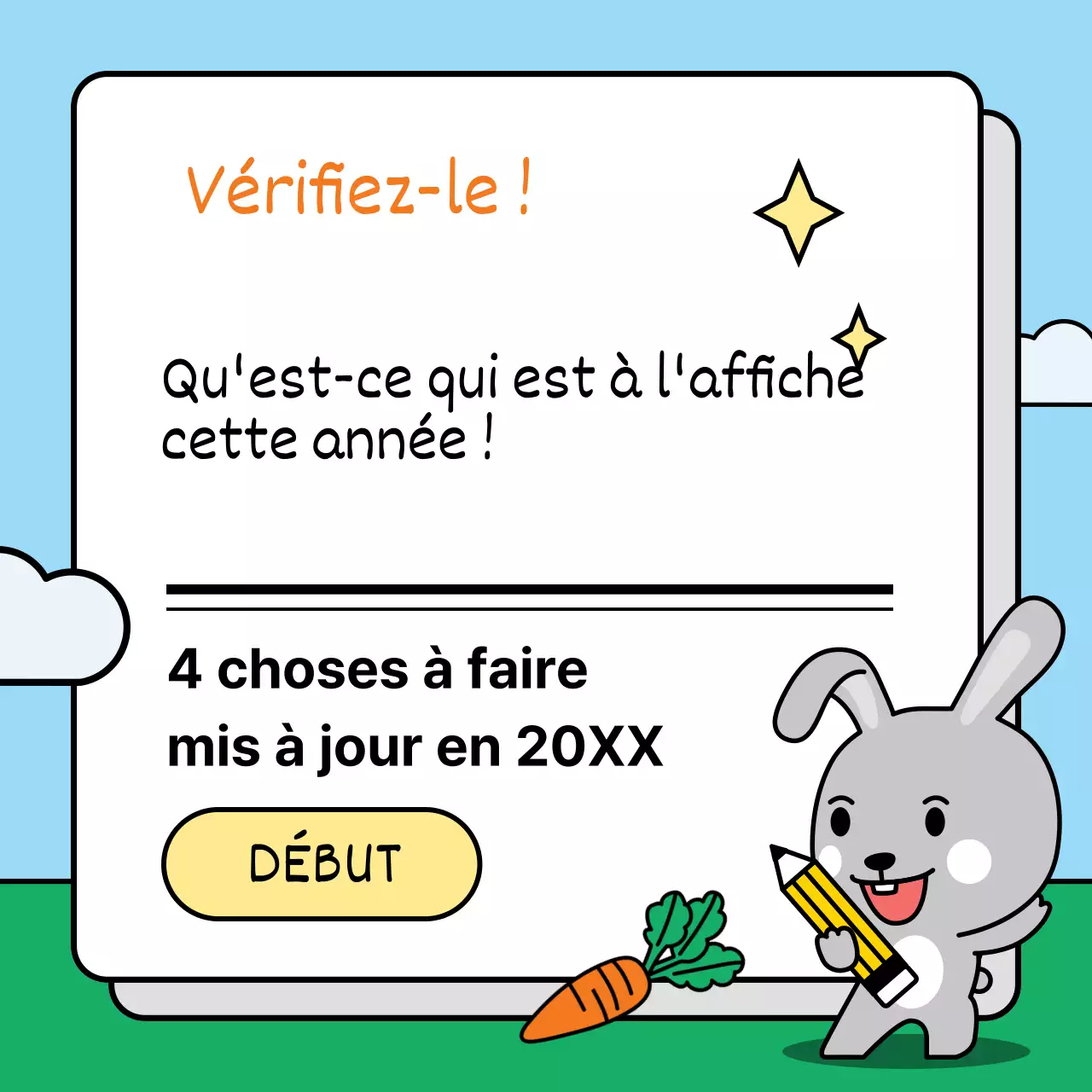 L'introduction des changements de politique de cette année se fait avec un joli lapin dans une palette de couleurs bleu clair et vert.