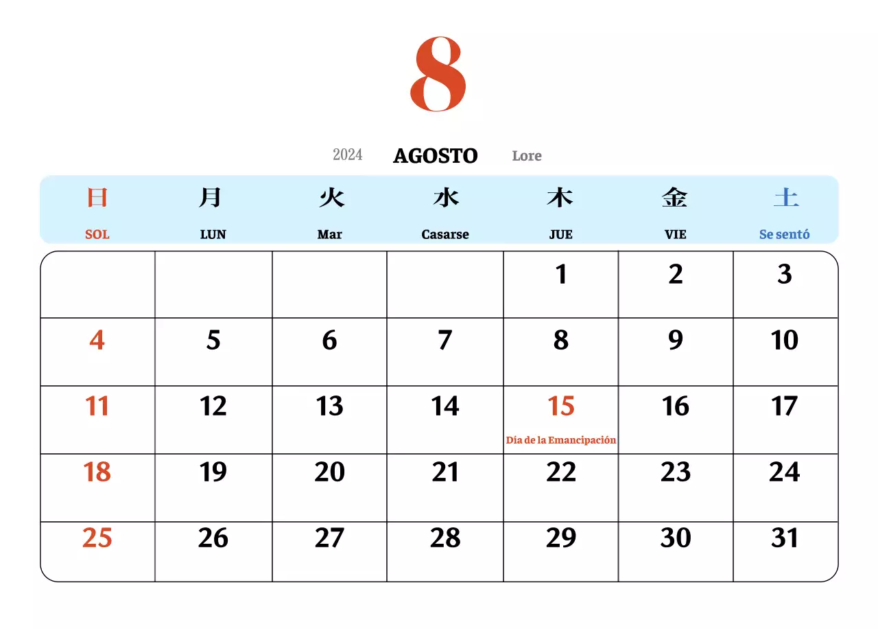 Calendario nostálgico de concepto retro en rojo y azul
