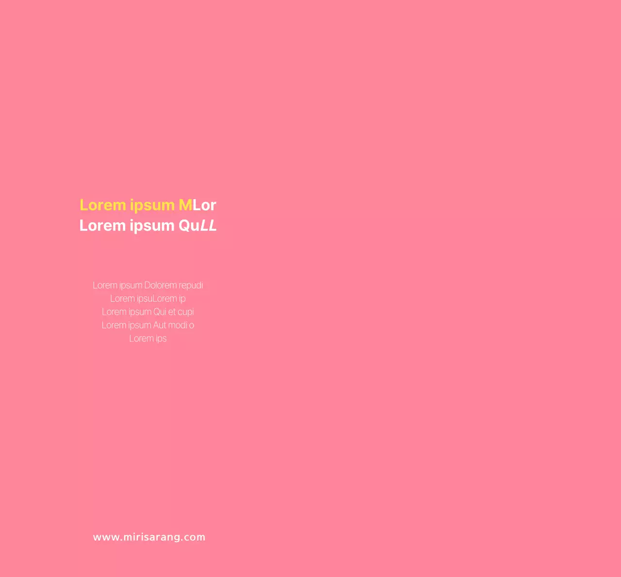 Texte et images simples en rose corail pour promouvoir l'assurance Mirisarang.