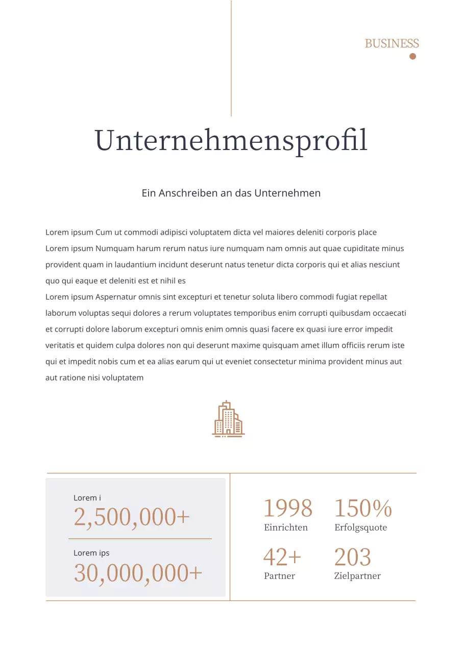 Einfaches typografisches Geschäftsangebot vertikal in Marineblau und Braun