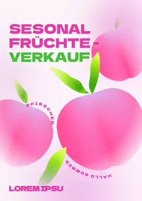 Rosa und niedlich illustrierte Pfirsiche auf dem Sommer-Menü der Obstsaison