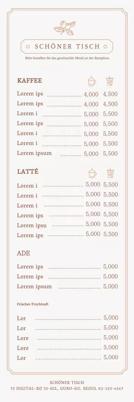 Modernes Cafe-Menü-Banner