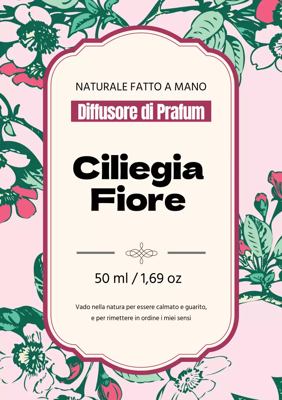 Etichetta di profumo vintage con illustrazione rosa