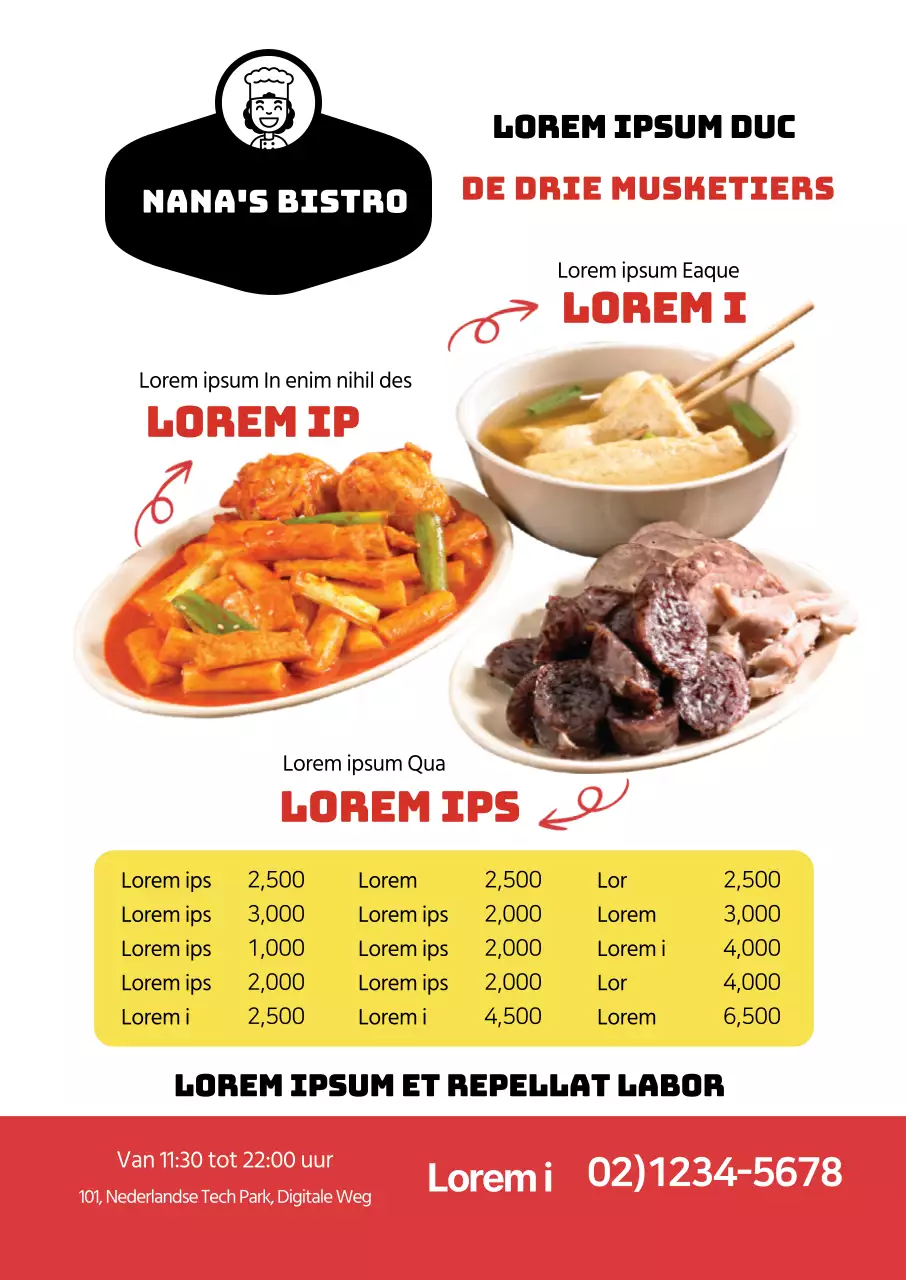 Rode foto benadrukt schone menu's van restaurants