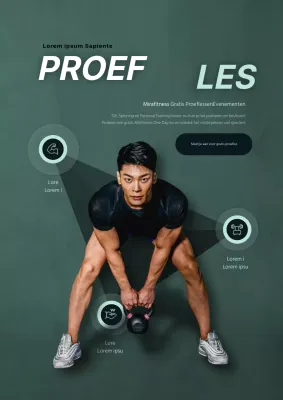 Promoot een gratis proef met fitness met een groene, sportende mannenfoto