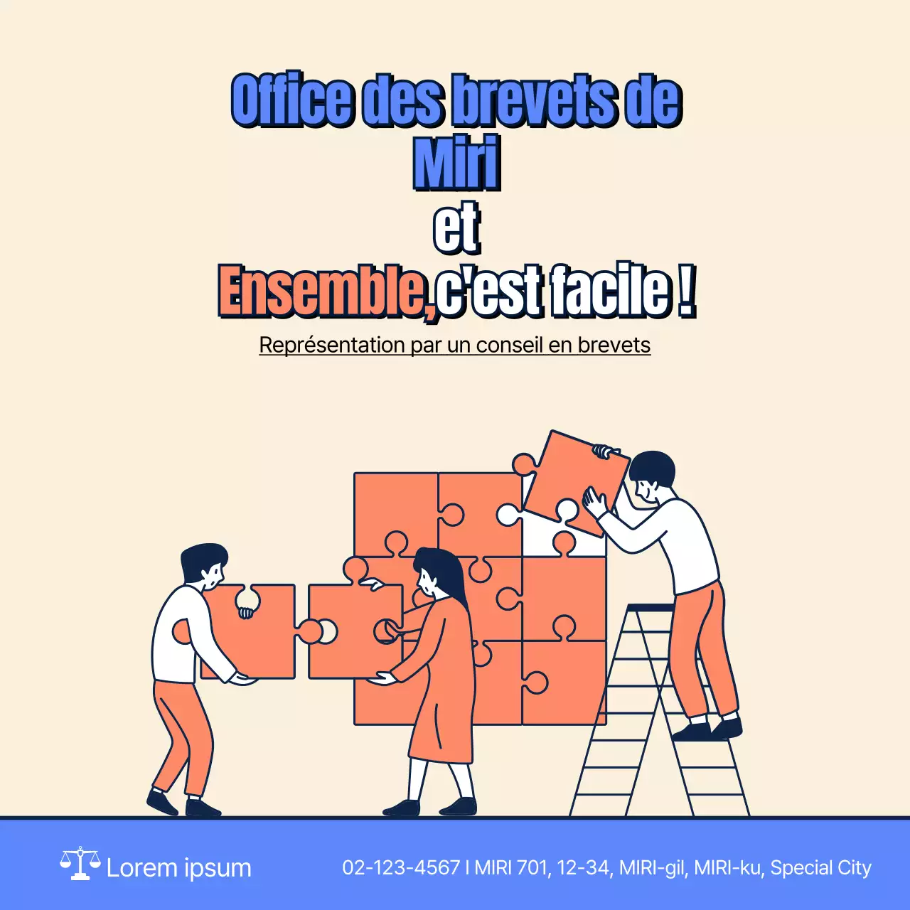 Carte d'information sur les demandes de brevet en beige, bleu et orange News